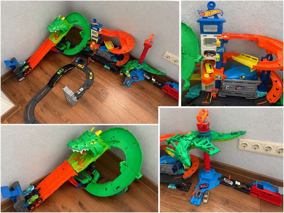 Продаються 3 оригінальні треки Hot Wheels + 17 машинок!