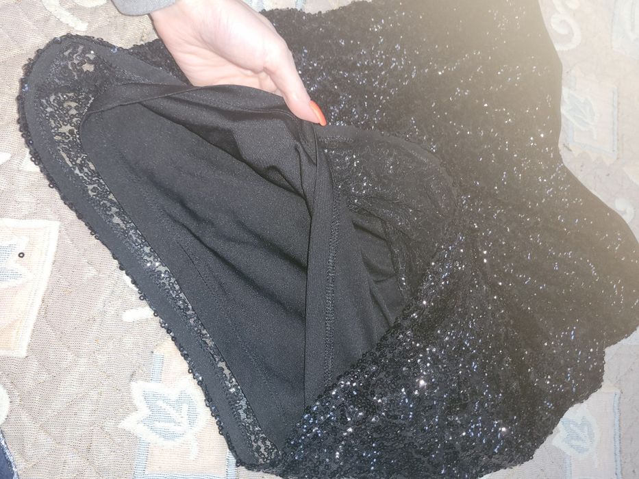 Паєтка тканина паетка ткань черная юбка короткая красивая италия рукод