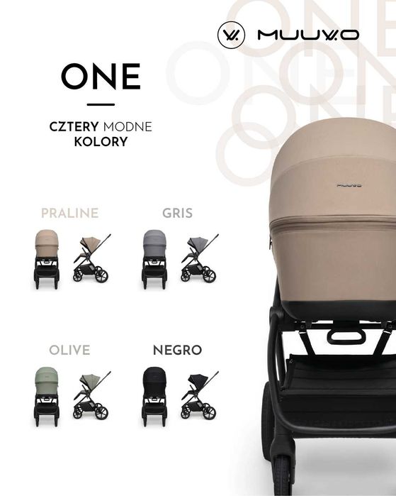 Wózek MUUVO ONE 2w1 Lekki Składany Gondola+Spacerówka +Adaptery