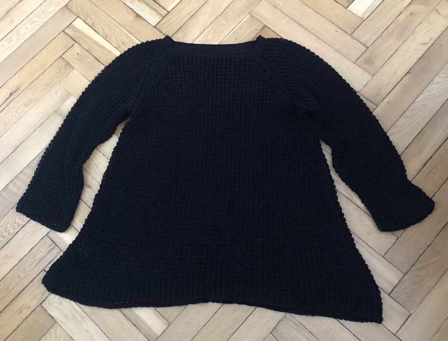 Czarny sweter OVERSIZE | Ażurowy splot | Made in Italy