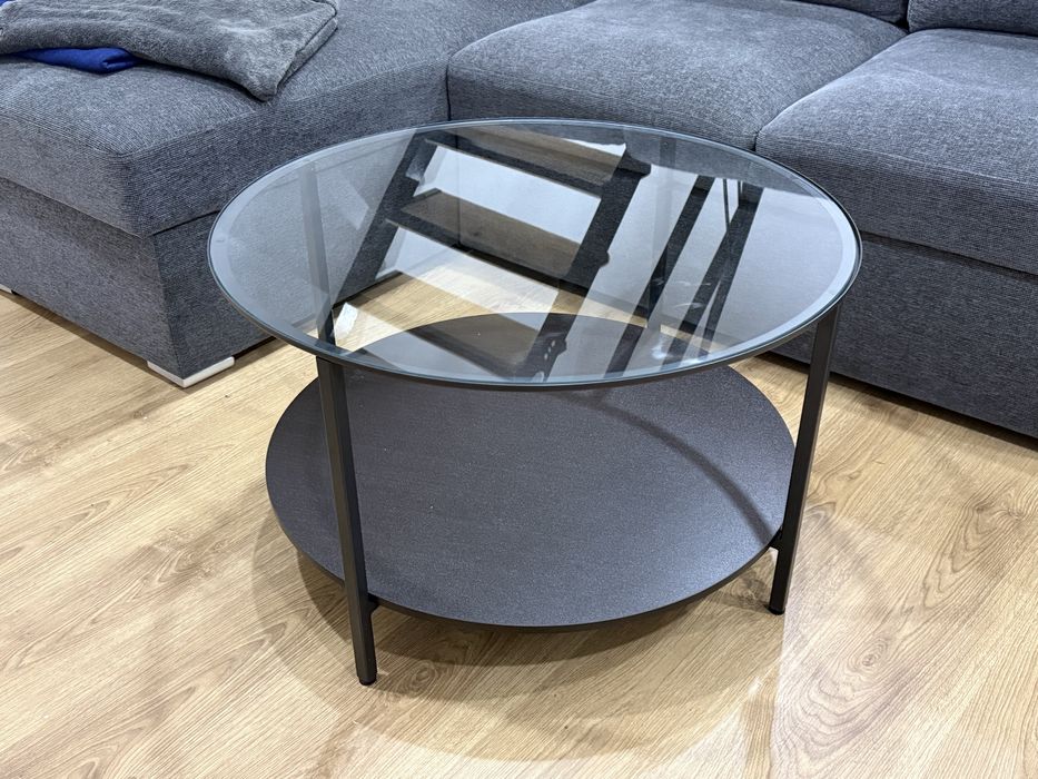 VITTSJÖ - Mesa de centro, pret-cast/vidro, 75 cm