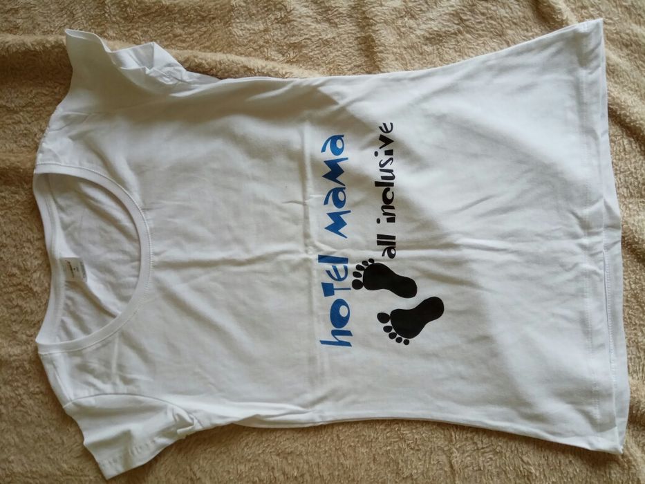 Bluzka koszulka t-shirt ciążowa biała hotel mama all inclusive M biała