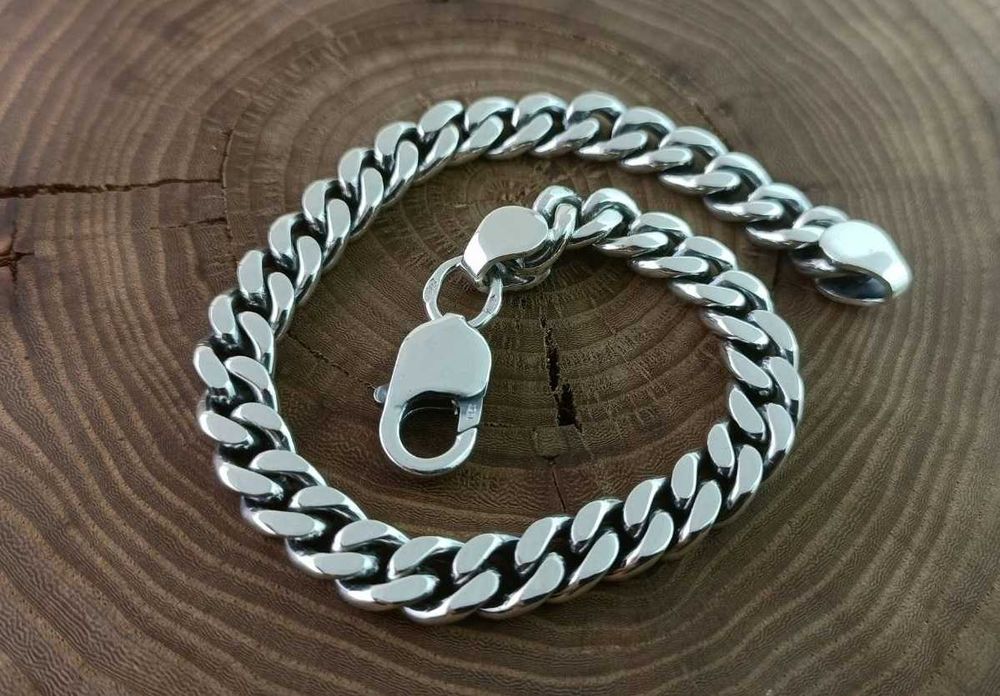 Серебряный браслет Панцирь, плетение Картье, Панцирное. Срібний.