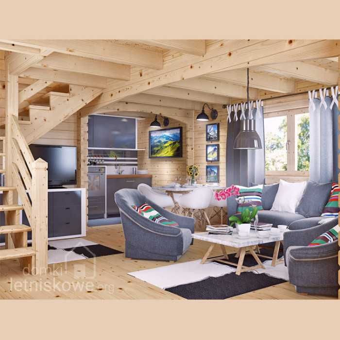 Drewniany domek letniskowy Alicja 62 + 18 m2-ROD, ośrodek wypoczynkowy