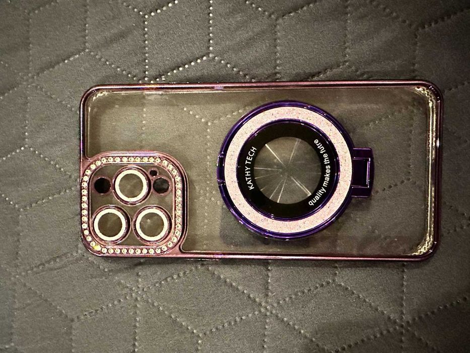 Чохол luxury з камінцями та блискітками iphone 14 pro max фіолет.