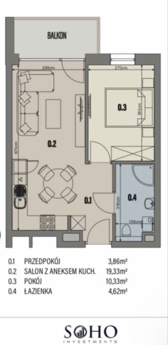 Mieszkanie 38,14m Soho House Jarocin