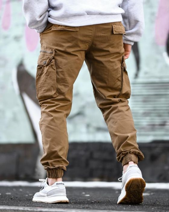 Міські чоловічі  штани карго джогери lenox кайот на резинках з кармана