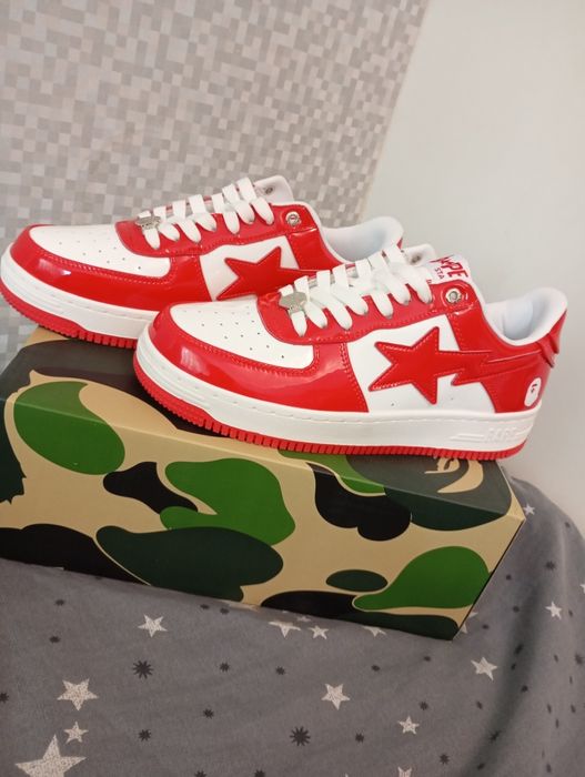 A Bathing Ape Red White Low