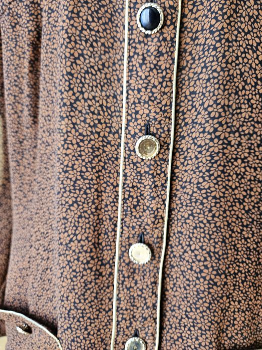 Vintage Set Elegancki komplet damski (Koszula + Spódnica) XL brązowy