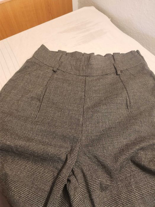 VERO MODA spodnie z szeroką nogawką z wysokim stanem L szare