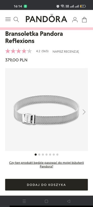 Bransoletka Pandora reflexions 16 cm zestaw