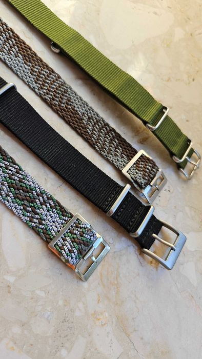 Pasek do zegarka zielony brązowy  18-19 mm nato, perlon
