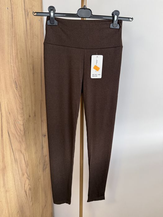 Legginsy damskie brązowe prążek S/M