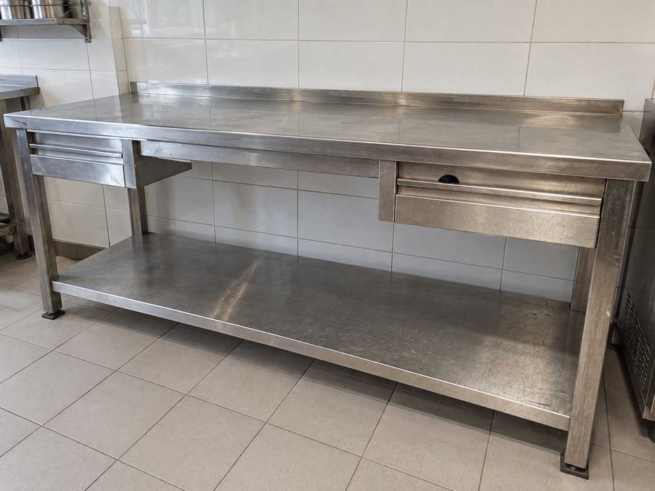 Bancada de Trabalho em Inox Profissional – 200x60 cm – 2 Gavetas