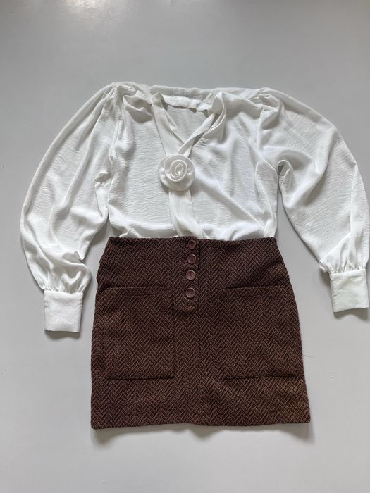 MANGO elegancka brązowa spódnica M vintage old money