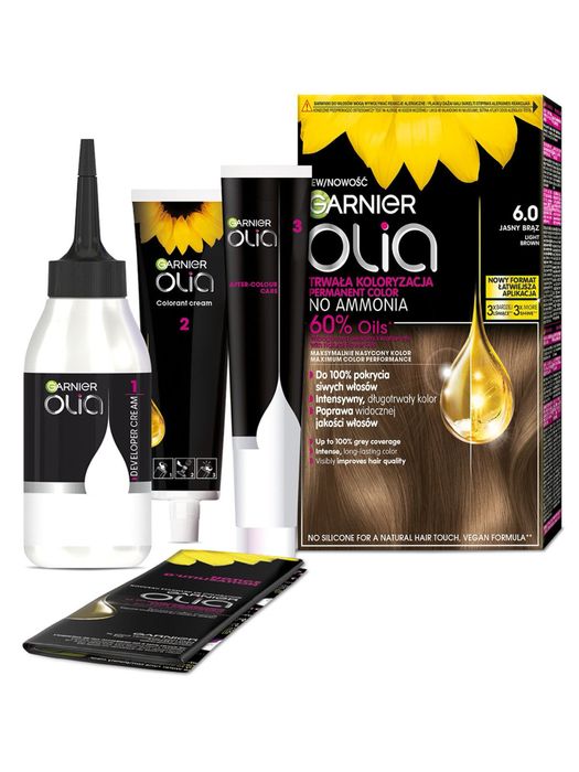 GARNIER OLIA 6.0 Jasny brąz Farba do włosów 3 sztuki nowe