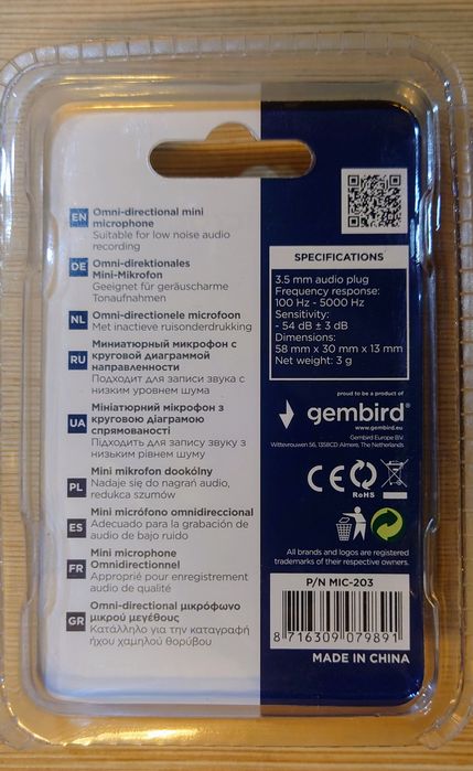 Mikrofon Gembird MIC-203V2 dookólny z redukcją szumów