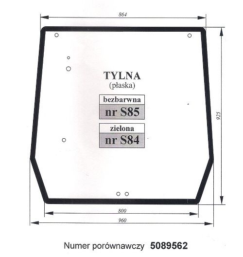 New Holland TD 5010  5020, Case JX 55  60  - szyba tylna S 84  S 85