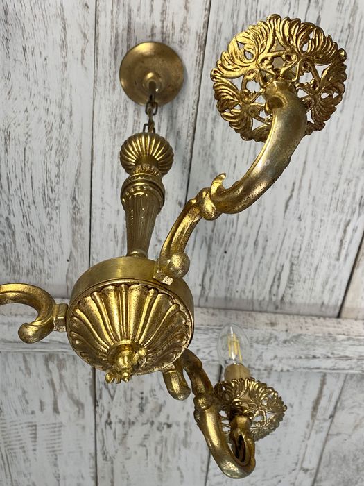 Francuski Żyrandol nr. 26 Francja, mosiądz 3-ram Antyk Lampa