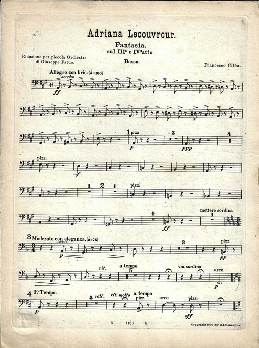 Adriana Lecouvreur (Fantasia)- Orquestra - Partitura Antiga (1903) - Francesco Cilea