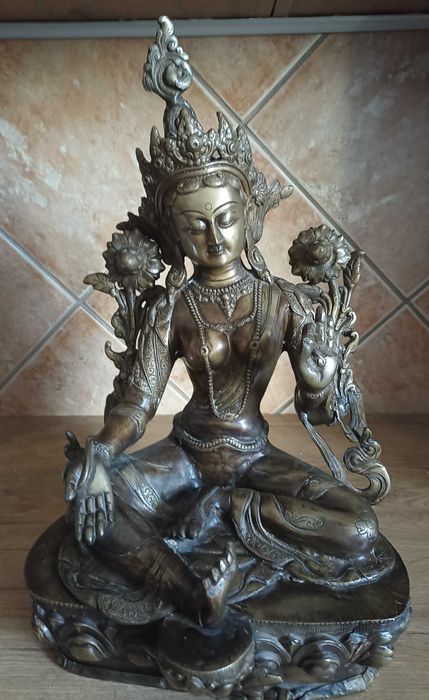 Figura Bogini BIAŁA TARA stara zabytkowa ręcznie robiona