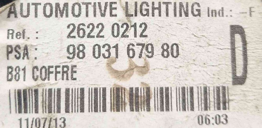 Farolim da Mala Direito 9803167980 - CITROËN DS5