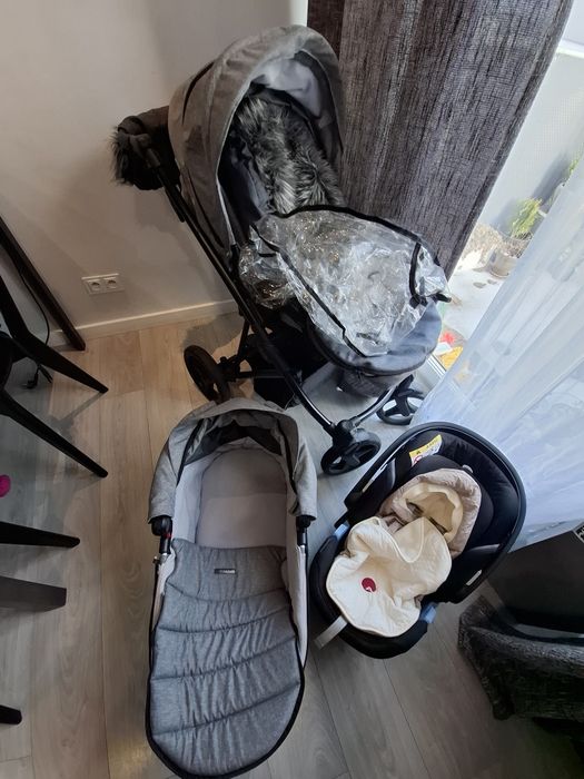 Wozek Bebetto Flavio gondola, spacerówka; fotelik Cybex Aton 5