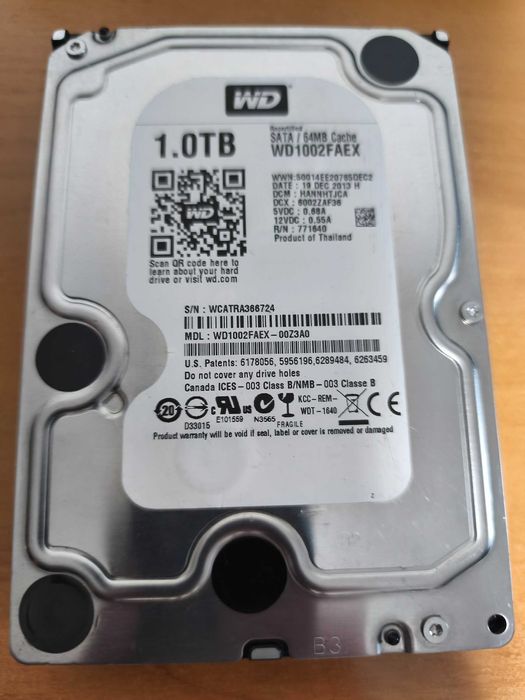 Disco Rígido Western Digital 1TB 7200RPM Sata 3.5"