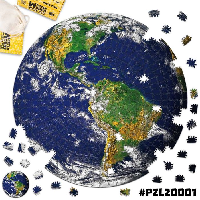 Дерев'яний Пазл Земля (L - 50х50 см) від Wortex Puzzle