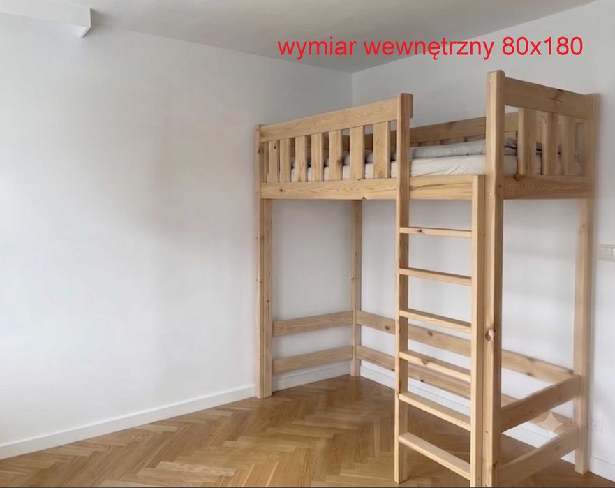 Łóżko piętrowe na antresoli dla dziecka / 80 x 180cm