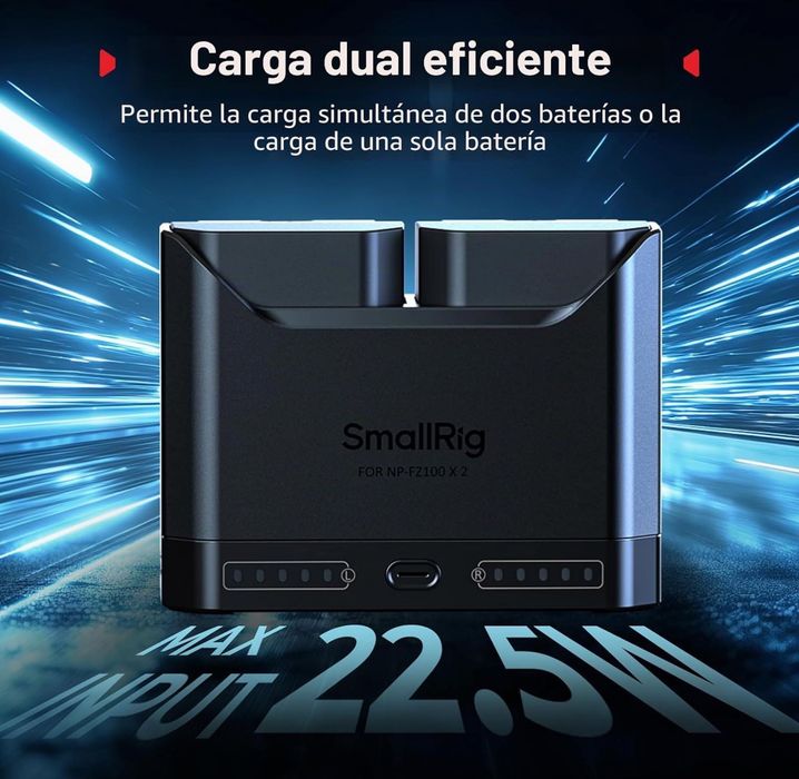 SMALLRIG NP-FZ100 Kit baterias para Sony, Dual Charger 22.5W