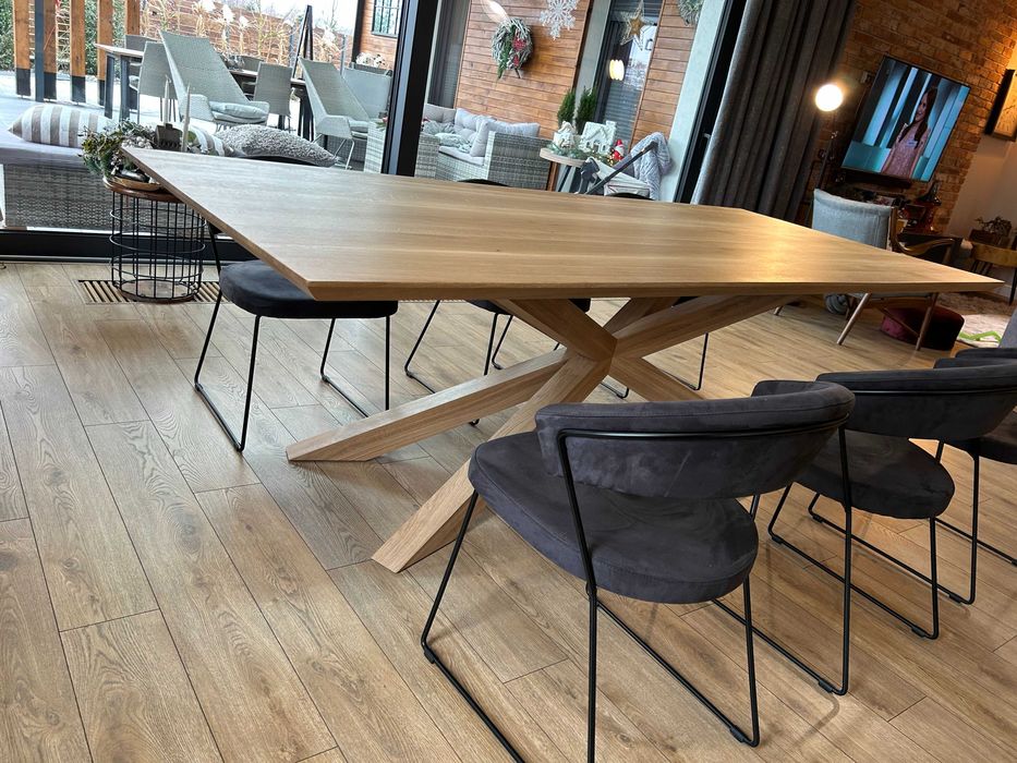 PROMOCJA! nowoczesny stół dębowy metalowa/drewniana noga loft boho hit