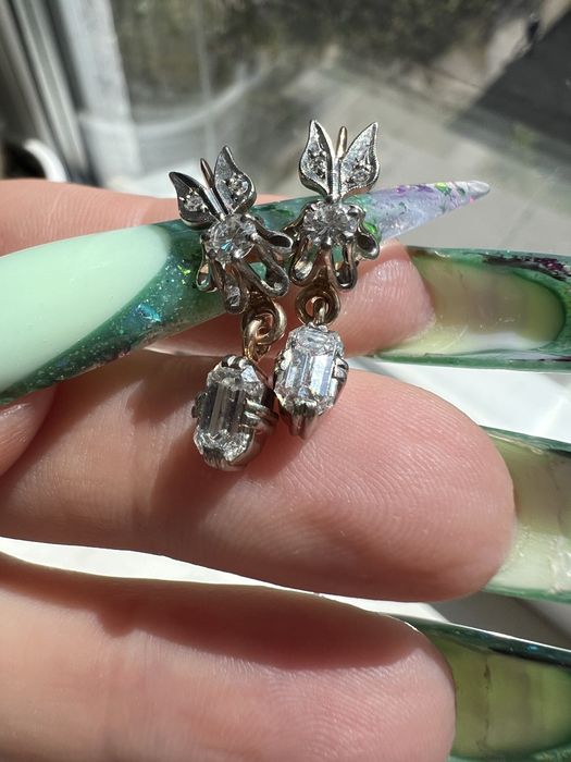 Золотые серьги 583 пр. с якутскими бриллиантами