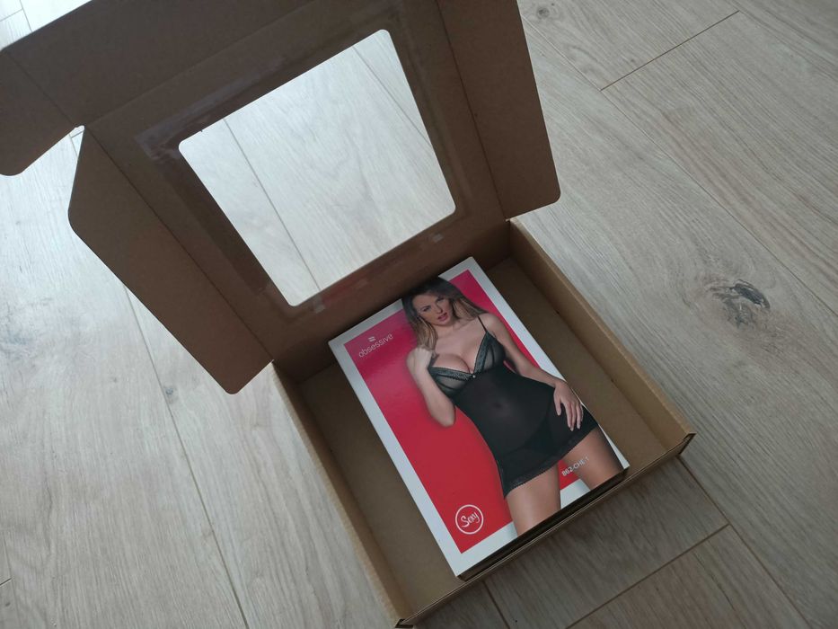 zestaw prezentowy bielizny obsessive czarna koszulka nocna halka