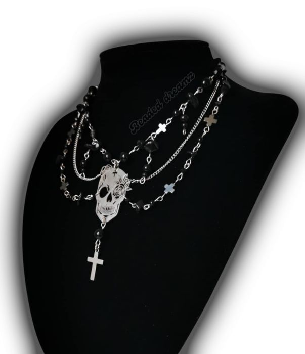 Naszyjnik handmade czaszka goth alternative