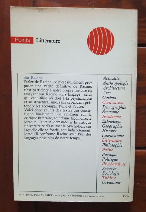 Roland Barthes - Sur Racine