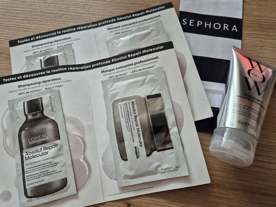 Szampony i maski na wyjazdy! Nowe! COLOR WOW 75 ml L'OREAL Absolut Repair Molecular z Sephora!