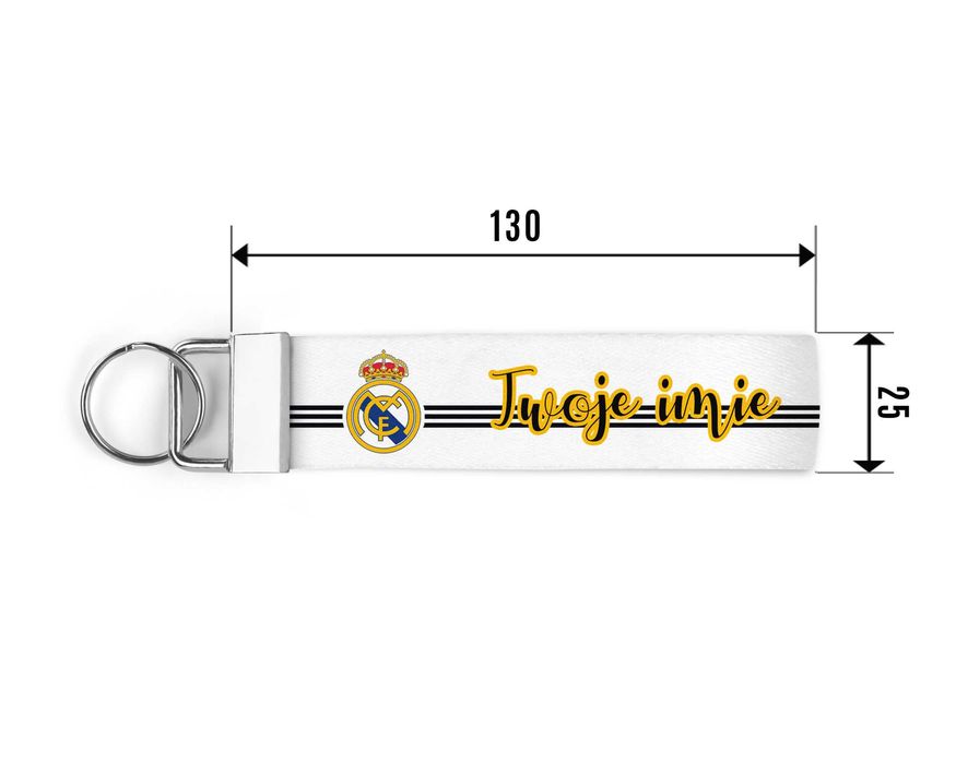 Brelok Smycz do kluczy, torebki, plecaka - REAL MADRYT - WŁASNE IMIE