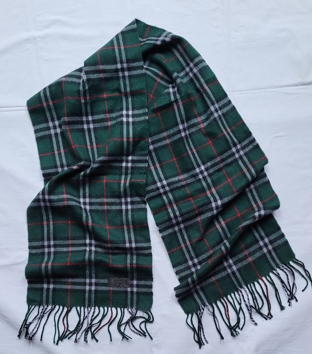 Ciepły zielony szal w kratę