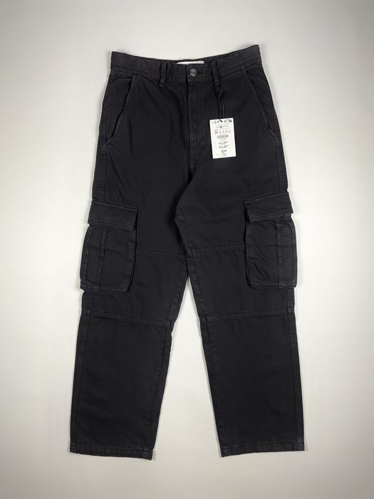Штани Bershka Cargo Relaxed Fit (S / M / L) Чорні Оригінал Карго