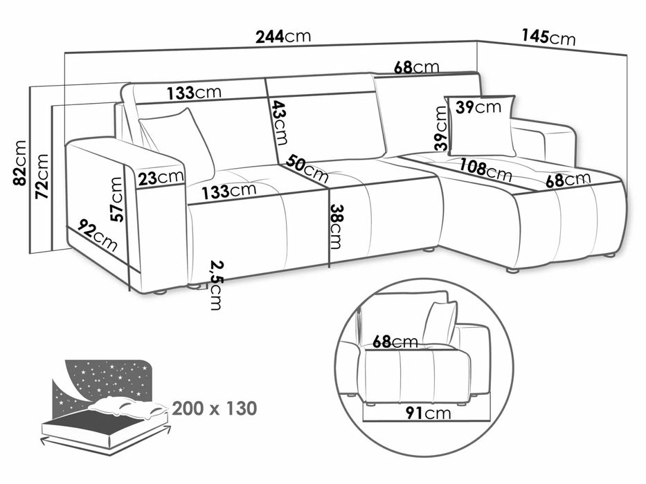 Sofá chaselong Lauros