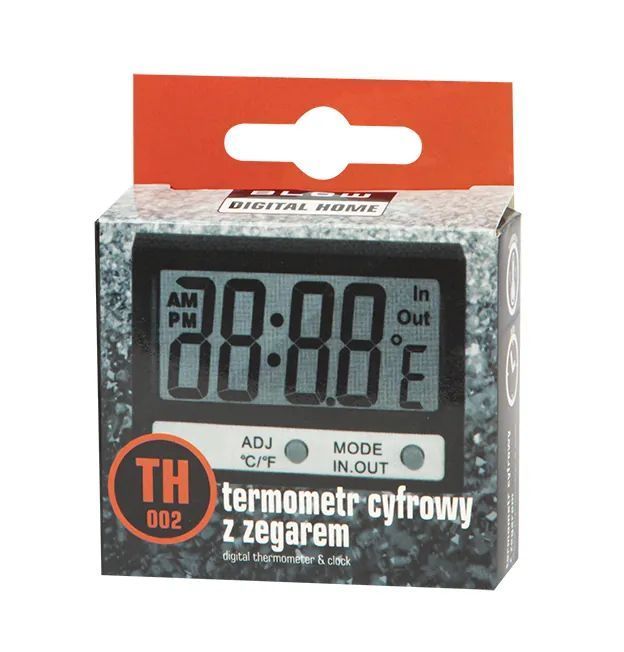 Termometr panelowy cyfrowy od -50*C do +70*C BLOW TH002 LCD + zegar