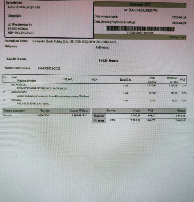 Whirlpool PACW29COL