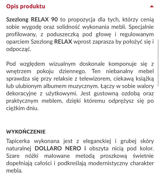 Fotel wypoczynkowy / skóra naturalna