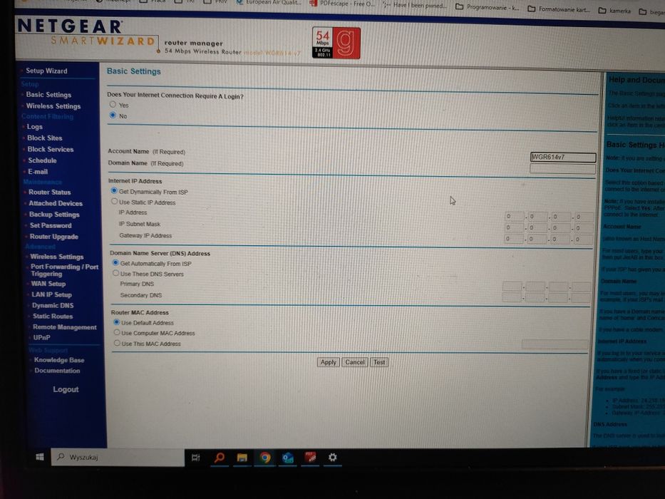 Router Wi-Fi Netgear WGR614v7 bez zasilacza