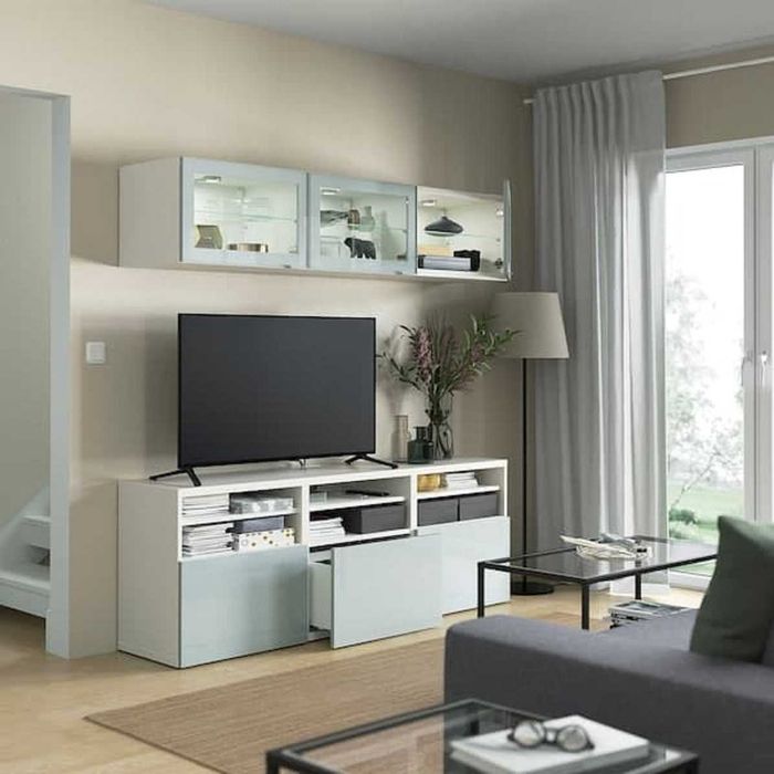 IKEA-SELSVIKEN-Drzwi  NOWE do BESTA front-szuflady-polysk-jasnoszaro-niebieski-60x38  8 szt.