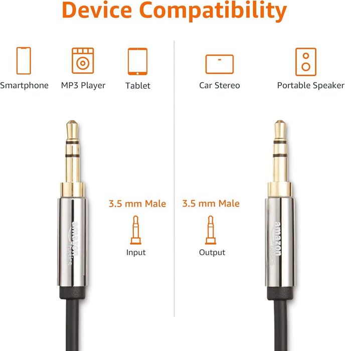 Amazon Basics Kabel AUX audio do głośnika stereo lub subwoofera