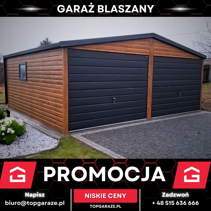 Garaż drewnopodobny blaszany garaz dwustanowiskowy 6x5,5m |8x6 9x5|