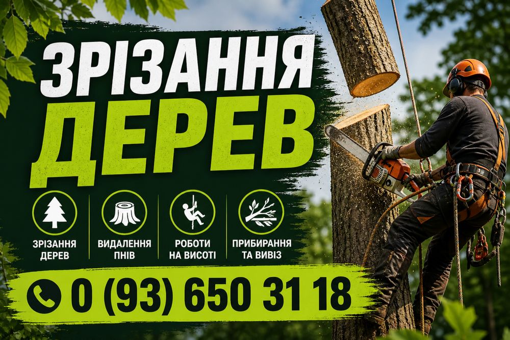 Зрізаня аварійних дерев. Чистка ділянок.Обрізка аварійних гілок