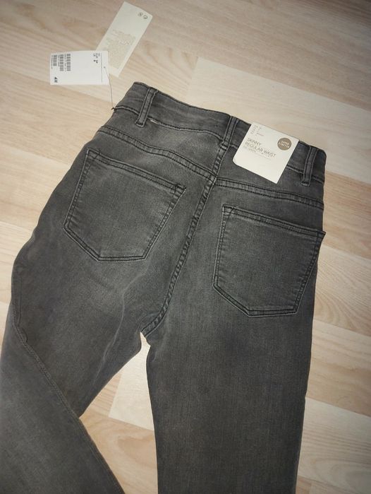 Szare rurki H&M rozm XS Skinny super stretch wysoki stan